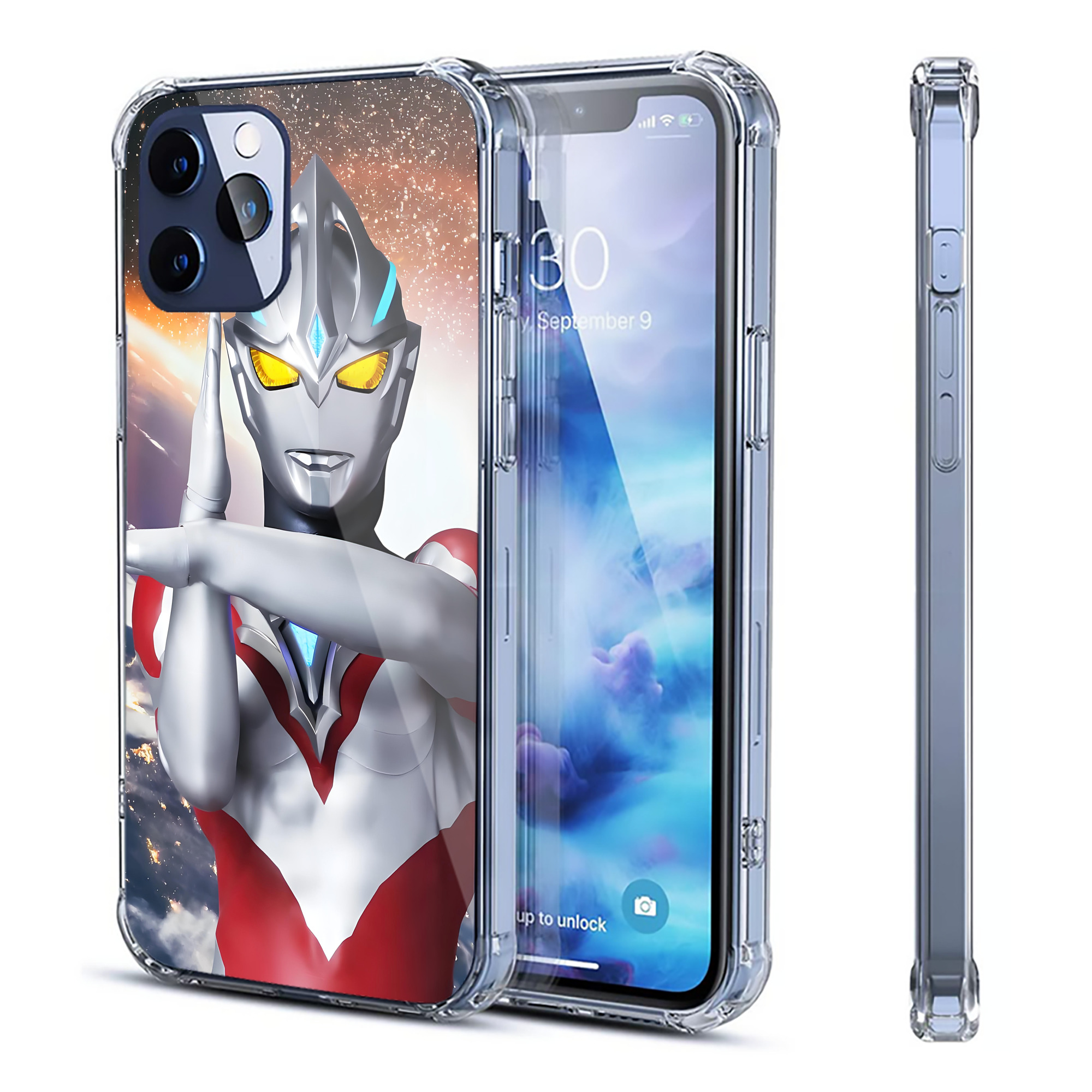 （画像用） ウルトラマン Ultraman 【iPhone 12シリーズ対応】透明スマホケース（クリアソフトケース）